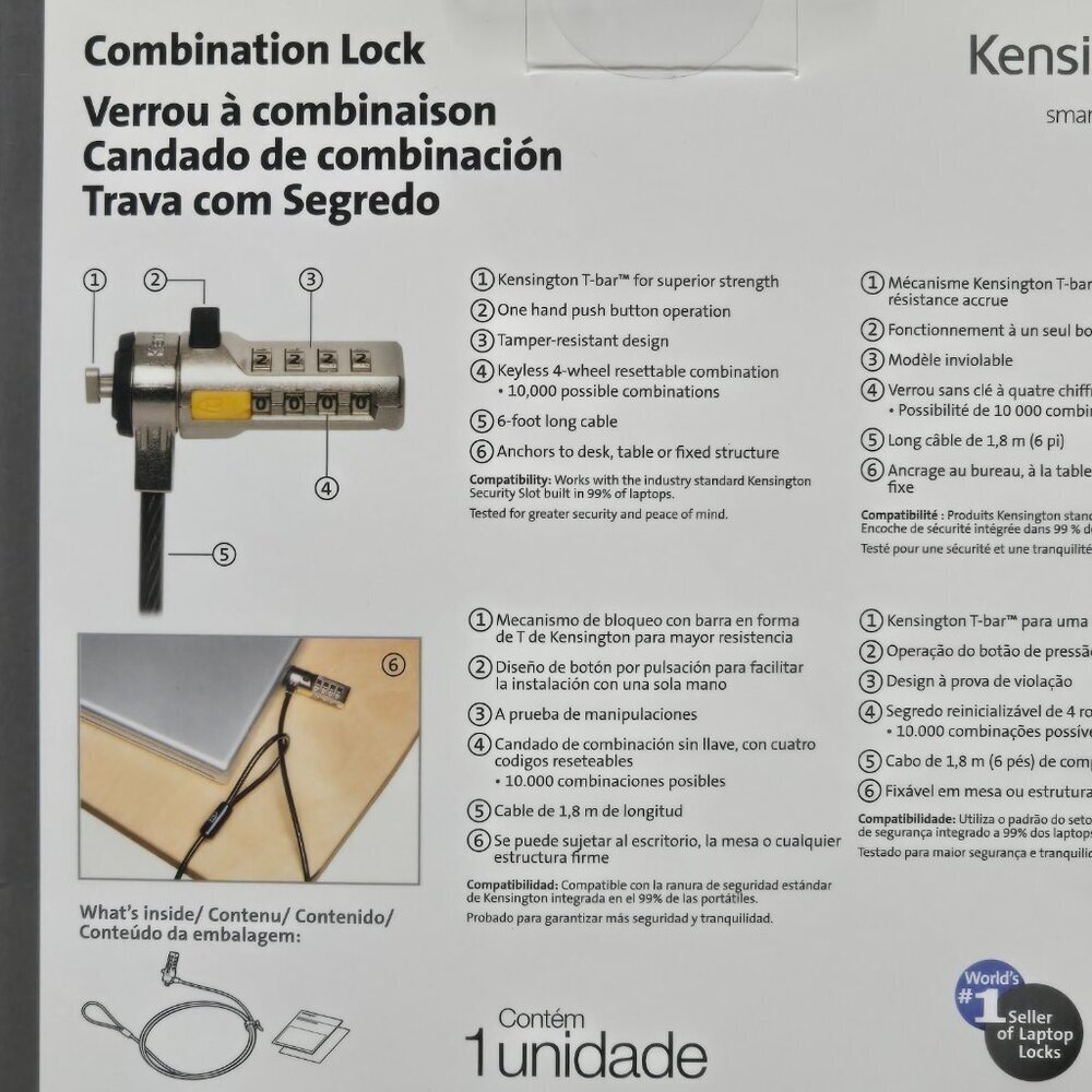 Kensington Combination Cable Lock for Laptops Brand New - Picture 3 of 4